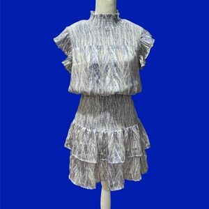 AFINA Ruffled Blue and White Dress, EUC, M